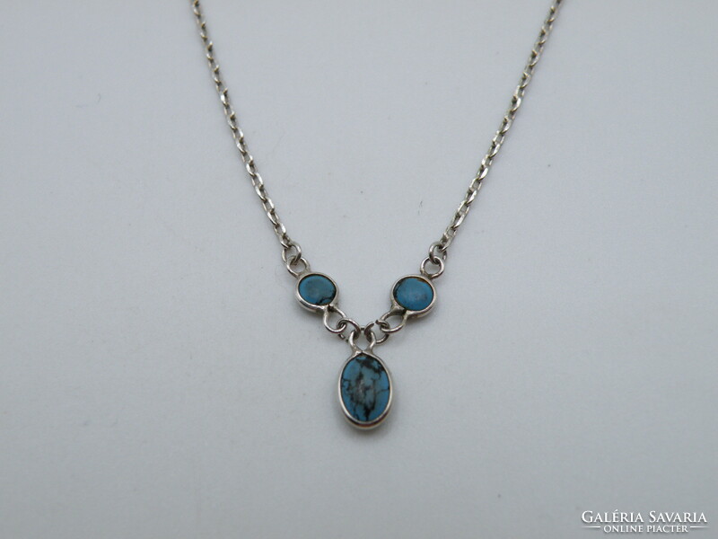 Uk0210 tiny blue stone silver pendant and necklace 925