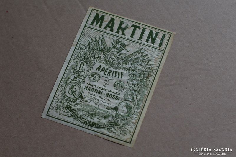 Antik régi Martini címke ital papírcímke