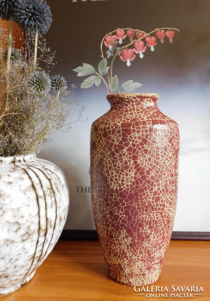 Pesthidegkúti ritka váza repesztett mázzal - 31.5 cm