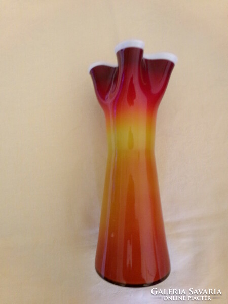 Váza rétegelt üveg Dragan Drobnjak Prokuplje 23x8cm retro hand made