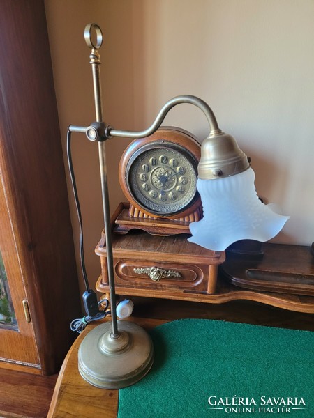 Antik réz íróasztali bankár lámpa
