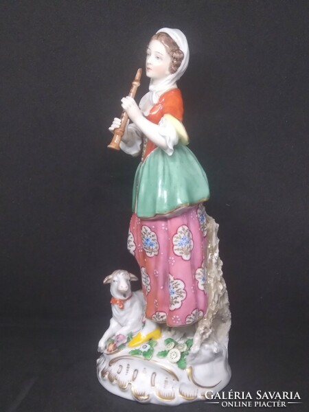 Alt wien jelzésű figura kézi festésű porcelán – nő báránnyal