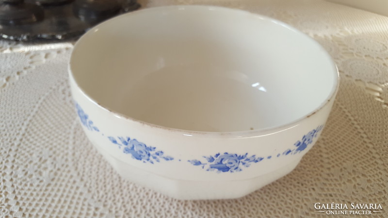 Nice old small granite bowl with blue flowers
