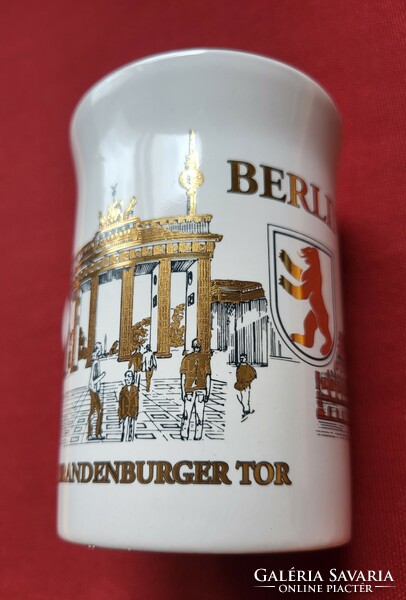 Berlin német porcelán csésze bögre arany mintázattal Reichstag Brandenburgi kapu mintával