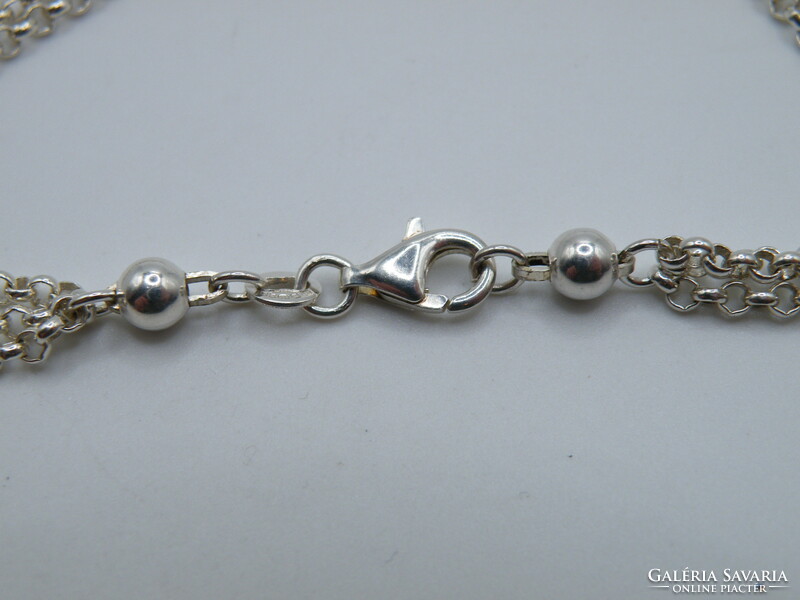 UK0217 Gyöyörű háromsoros ezüst nyaklánc áttetsző kristályokkal 925
