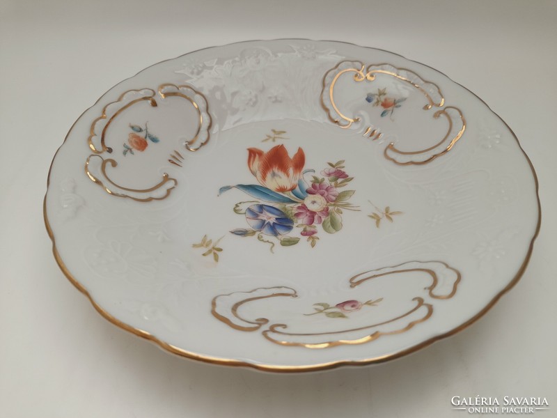Herend bowl with flower pattern, plastic decoration, 18 cm