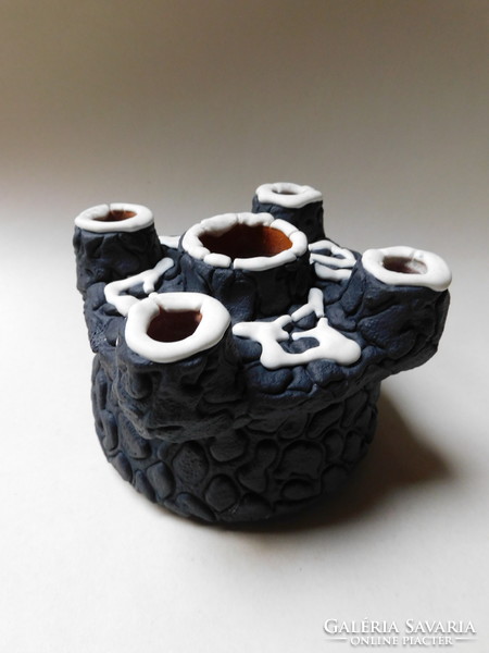 Király - retro ceramic craftsman vase - 5-hole chimney vase