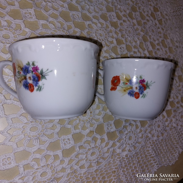 Kahla német porcelán, pipacsos-búzavirágos csésze, bögre