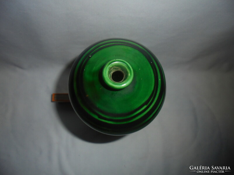 Mázas cserép butella " Agyag és szilikát I.Sz. Hódmezővásárhely " - 24,5 cm