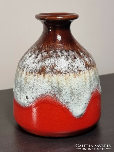 Brown and red fat lava baj ceramic vase 8212/model. West German ceramics, 1970s
