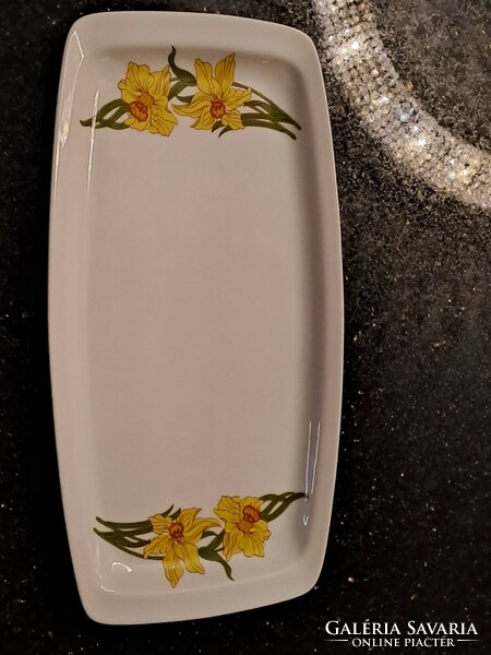 Retro lowland porcelain serving bowl with daffodil decor 36.5X19 cm