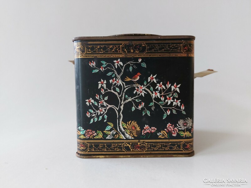 Old metal box oriental pattern retro tea box 1982 monimpex compack