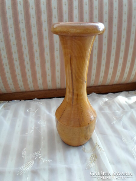Retro wooden vase, handmade decorative vase (1960s-1970s)