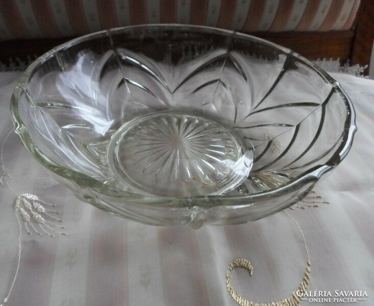 Retro / vintage glass bowl, thick glass centerpiece, deep bowl (salad, compote) 3.