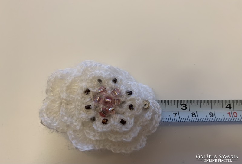 New handmade large 6cm crochet flower rose with pearls pearl hair clip hair clip hair clip