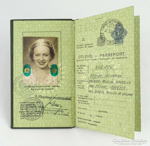 1Q390 Hungarian royal stamped passport 1938 business passport