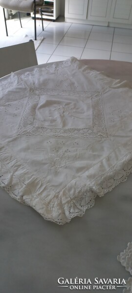 Monogrammed, embroidered, ruffled pillow