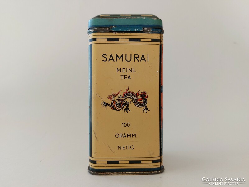 Régi fémdoboz Meinl Tea SAMURAI japán teás doboz hajó mintás