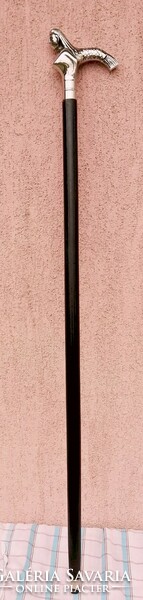 Retro walking stick with a silver-plated mermaid-shaped handle and a rubber grip