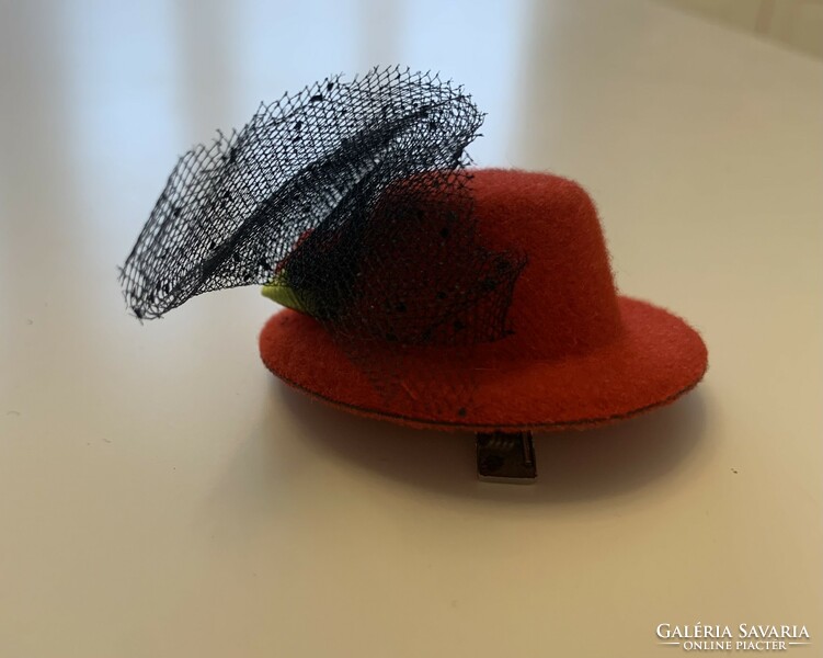 New handmade red 3d hat hair clip brooch pin hair clip hair clip