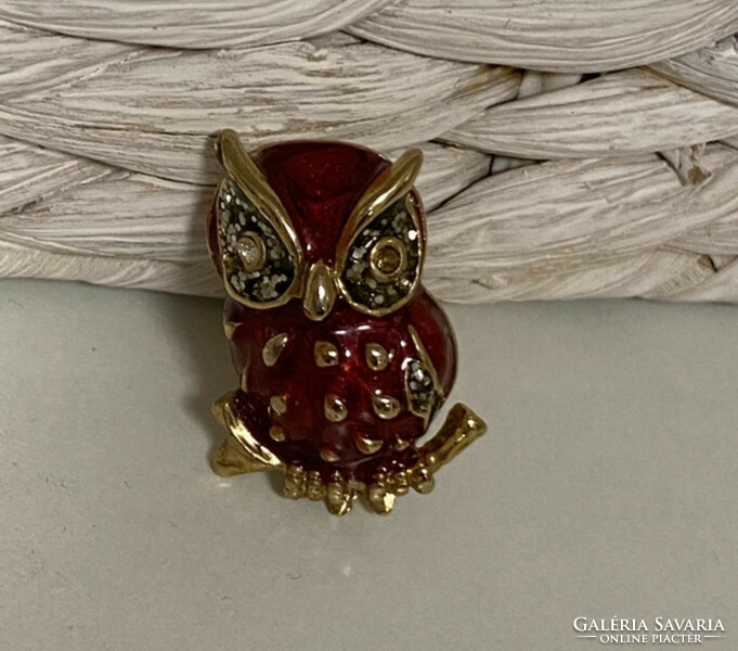Elegant owl brooch with rhinestones, 3 cm, very decorative, nobody used it, a collection dar