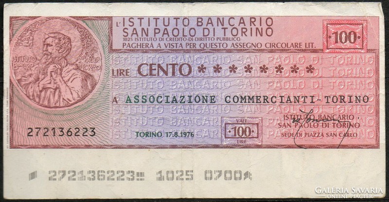 D - 135 - foreign banknotes: 1976 Italy 100 lire wallet check