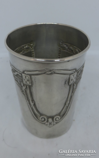 Szecessziós ezüst keresztelő pohár