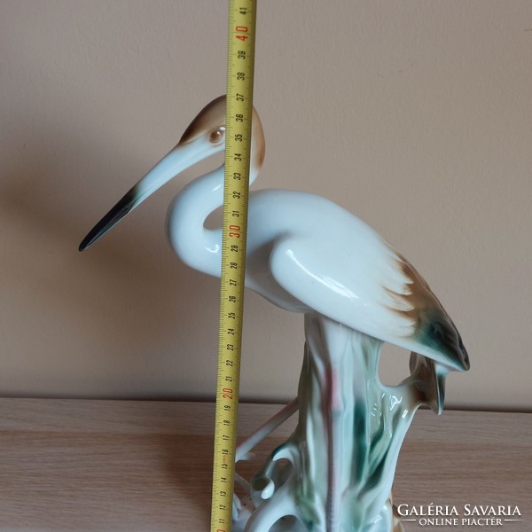 Large 34 cm Cluj porcelain stork figure
