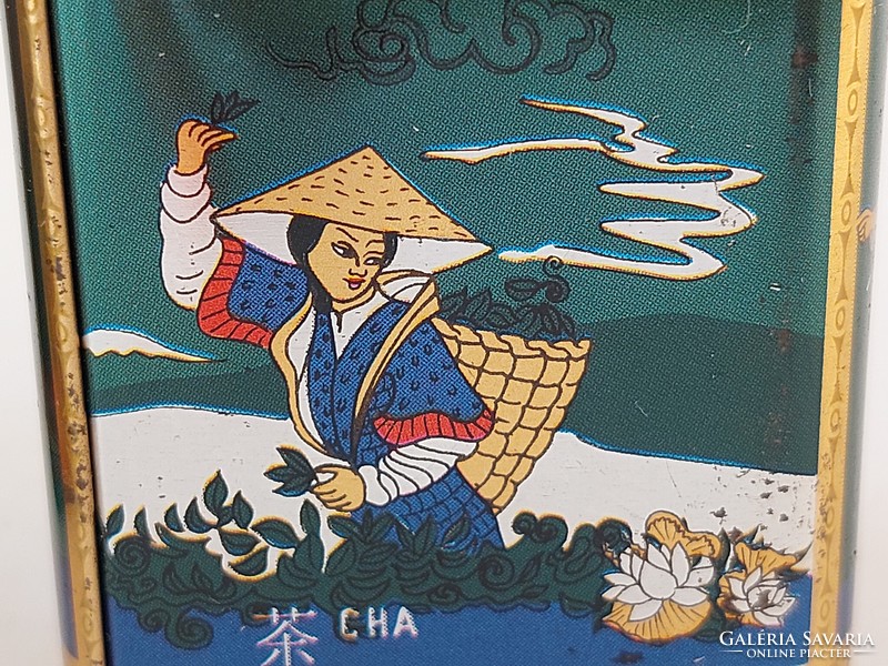 Régi fémdoboz keleti mintás teás doboz japán 2 db