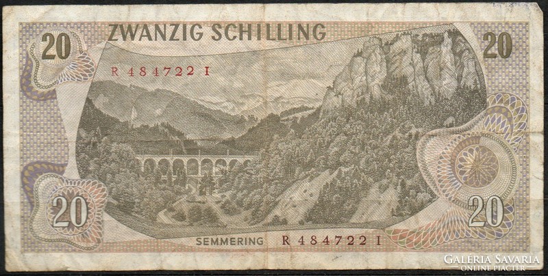 D - 119 -  Külföldi bankjegyek:  1967 Ausztria 20 schilling