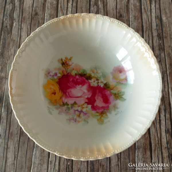 1+6 beautiful antique Czech pink Victorian porcelain compote set