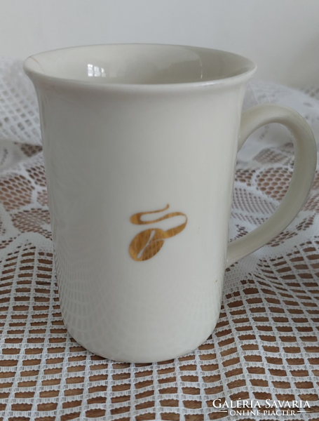 1 Hólloháza blue-gold coffee bean tchibo mug + free 1 Zsolnay tchibo glass - cracked