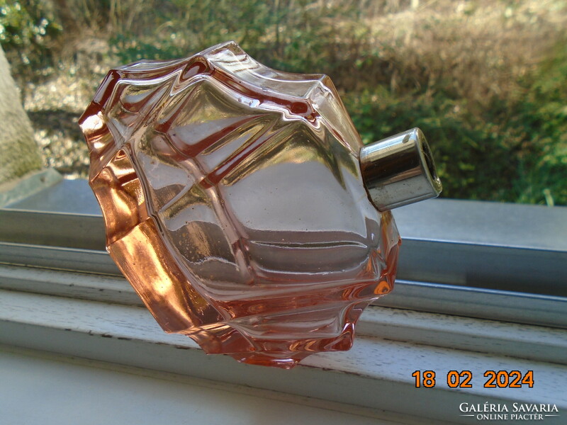 Art-Deco antik lazac rózsaszín parfűmös üveg