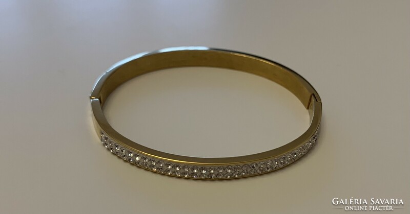 New cartier style solid gold color stone jewel rhinestone bangle bracelet