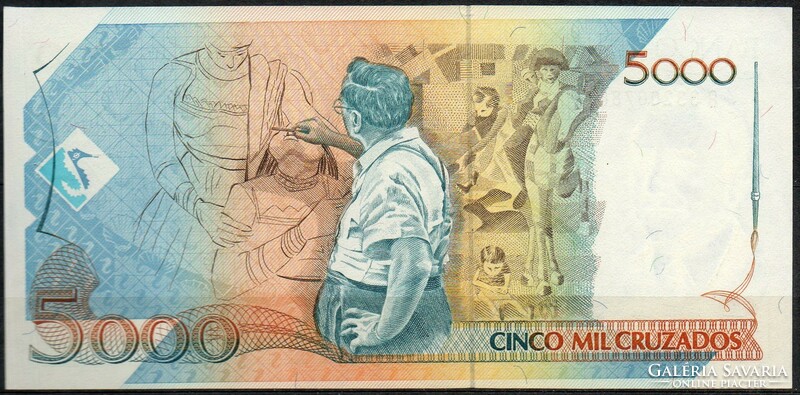 D - 115 - foreign banknotes: 1989 Brazil 5 new cruzados unc