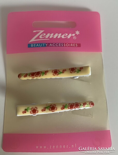 New 2 pieces zenner delicate romantic butter yellow base with red rosy rose hair clip