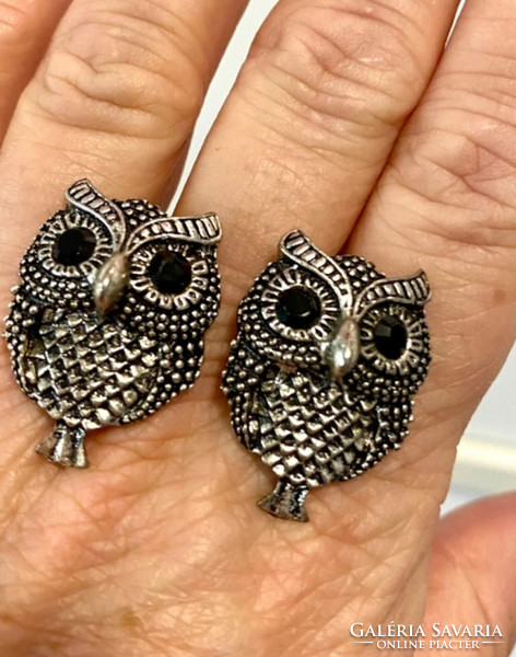 Women's bijou earrings with an owl figure, 28 mm