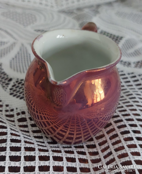 Old crown marked porcelain special iridescent shiny rose gold colored mini spout 6 cm high