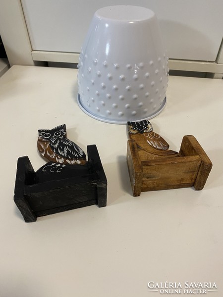 2 pcs owl wooden decoration ornament mini shelf (pieces of an old collection)