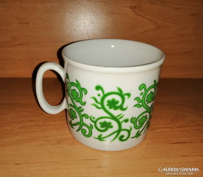 Zsolnay porcelán zöld inda mintás bögre (9/d-2)