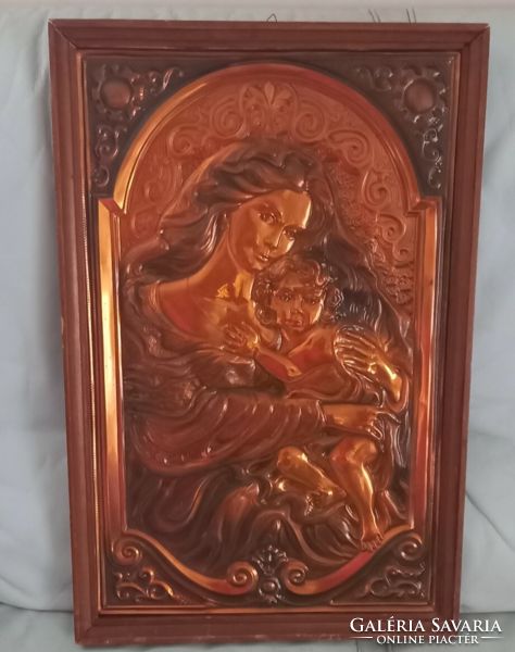 Anya gyermekével bronz kép