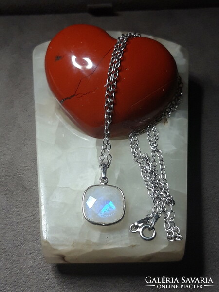 Silver moonstone necklace - 46 cm