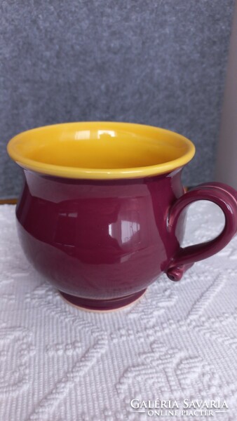 Unique large ceramic mug, artistic, hand-crafted from discing to firing, with glossy glaze