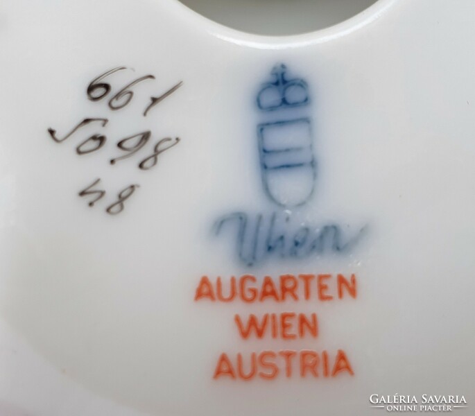 Augarten Wien Austria osztrák porcelán gyertyatartó arany széllel