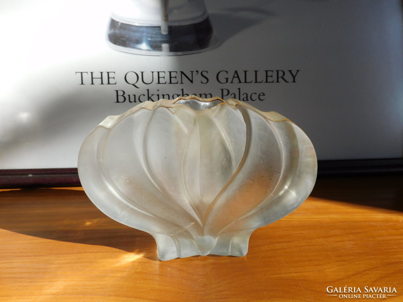 Walther glass vintage lotus block vase with original label