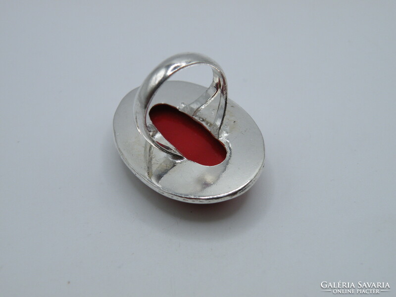 UK0242 Elegáns piros köves ezüst 925 gyűrű méret 52 1/2