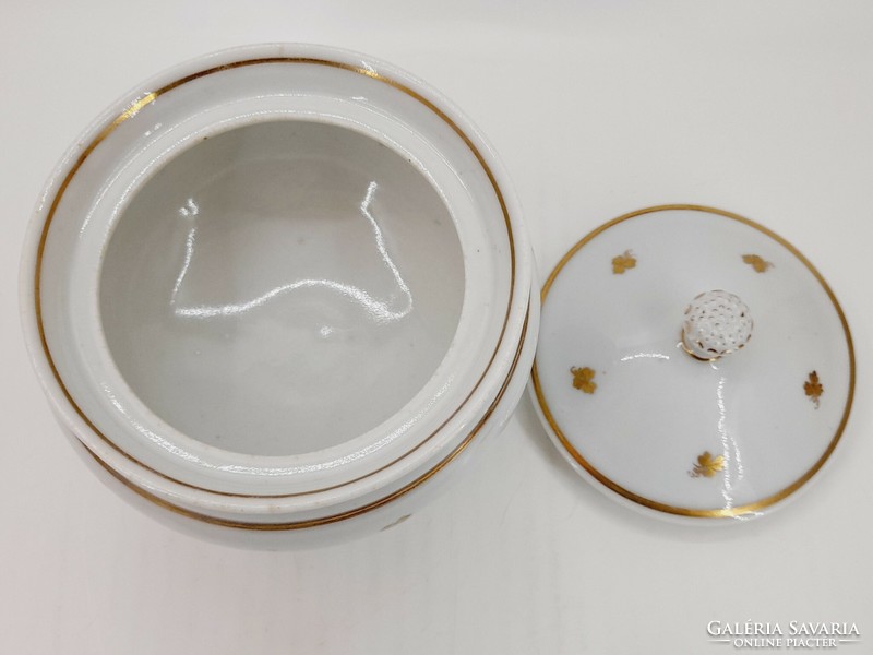 Antik Elbogen porcelán cukortartó, fedeles tároló, 12,5 cm