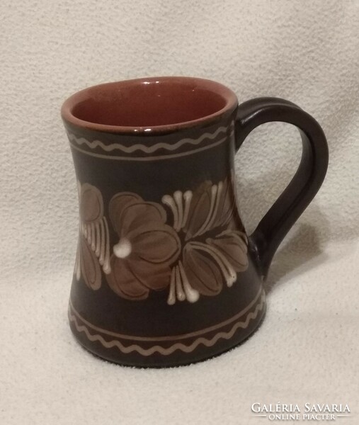 Hódmezővásárhely brown ceramic jug 13.5 Cm