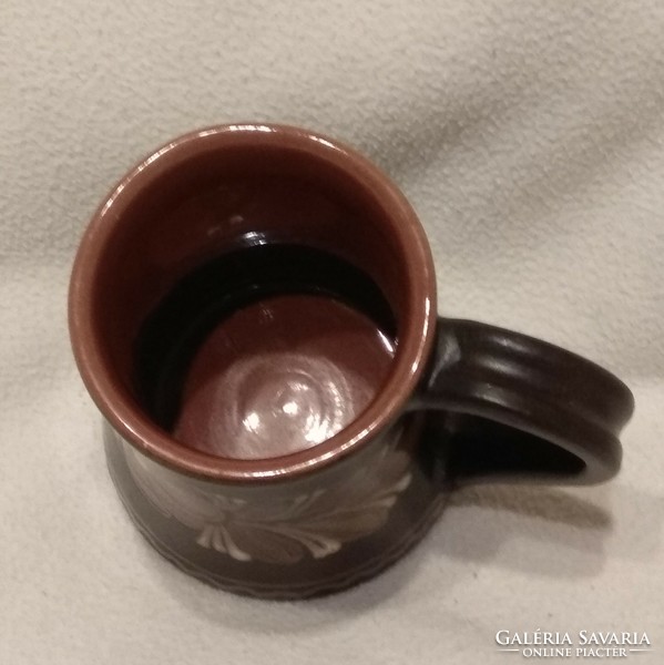 Hódmezővásárhely brown ceramic jug 13.5 Cm