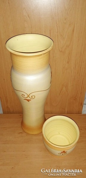 Jelzett kerámia váza és kaspó egyben - 36 cm, 10 cm (b)